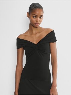 Aritzia Black Off-Shoulder Twist Front Camisole